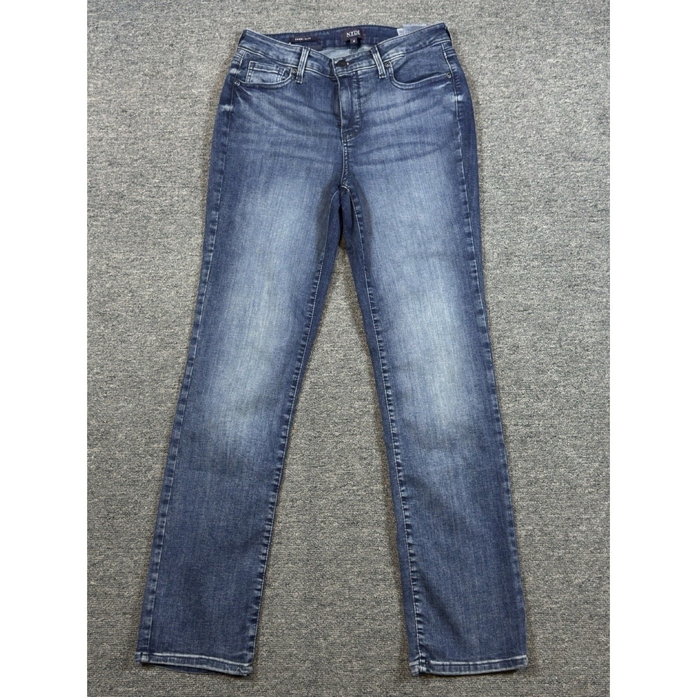 NYDJ Sheri Slim Jeans Women's 4 Blue Denim Jeans Lift Tuck Technology Stretch